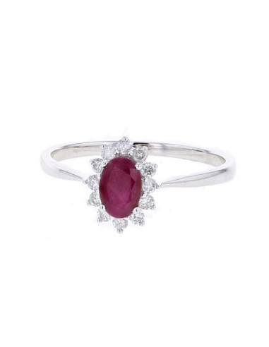 Entourage "Cyrilla" diamond 0.18 ct- ruby 0.66 ct - 2.60 gr