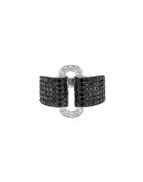 Bague pavé diamants noirs et blancs "Coralie" 1.06 ct