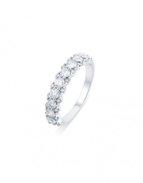 Platinum Liv half wedding ring 1.00 ct - 3.20 gr
