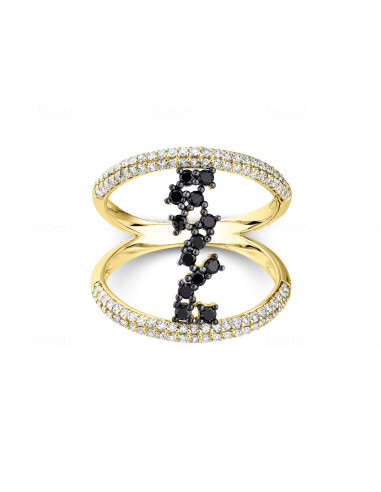 Bague ajourée pavée "Inessa", reliure en diamants noirs, 0,76 caratage total (0,26 carat diamants noirs)