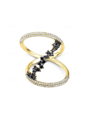 Bague ajourée pavée "Inessa", reliure en diamants noirs, 0,86 caratage total (0,36 carat diamants noirs)