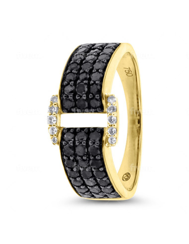 Bague pavé diamants noirs "Nunilone" 0.90 ct