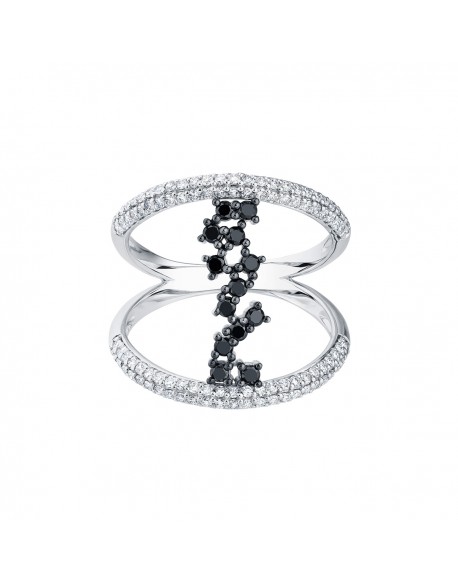 Bague ajourée pavée "Inessa", reliure en diamants noirs, 0,76 caratage total (0,26 carat diamants noirs)